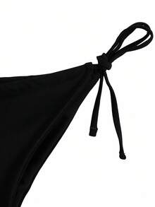 Swim Vcay Frill Trim Bandeau Tie Side Bikini Baddräkt - Svart - Visa 3