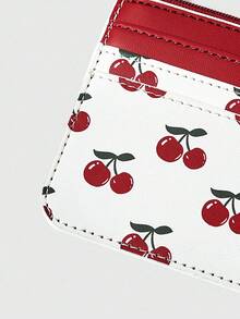 ROMWE Kawaii 樱桃印花卡包和零钱包 - 白色 - 查看 3