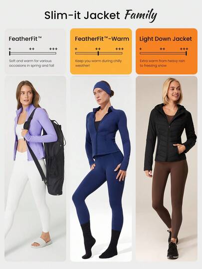 FeatherFit™-Warm Slim-It It's Chilly Fleece-Lined Slim Fit Long Sleeve Jacket With Thumbholes Autumn Winter Yoga Pilates Daily Casual