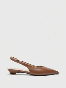 CUCCOO BIZCHIC Chaussures plates à bout pointu et talon bas pour femmes, confortables et décontractées pour le travail, marron pour Noël - Tabac - Voir 7