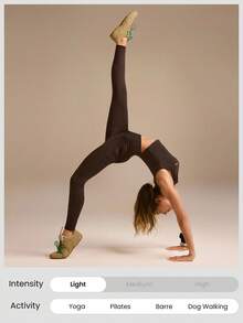 GLOWMODE 26" FeatherFit™-Warm CozyCore Soft Warm Stretchy High-Rise Waist Front Seam Zipper Side Pockets Leggings Low-Impact Yoga Pilates Studio Daily Casual Fall Winter - Chocolate Brown - View 6