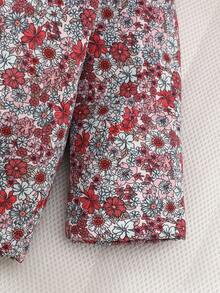 SHEIN Vintaside Kids 复古碎花连帽夹克，适合女婴，拉链开合，保暖内衬，休闲时尚冬季外套 - 酒紅色 - 查看 5