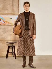 Florisole Casual Versatile Solid Color Slim Fit Sweater - Coffee Brown - View 5