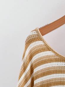 EMERY ROSE Große Größen Damen Strick T-Shirt mit Schleife, Lässig für Zuhause, Pendeln, Elegant