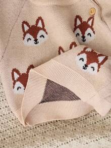 Cozy Pixies Newborn Baby Boy/Girl Cartoon Fox Pattern Crew Neck Long Sleeve Sweater And Elastic Waist Pants 2-Piece Set Fall Winter Baby Set Autumn Winter Season Baby Knitwear Baby Clothes Girl Fall Sweater Mocha Baby Clothes Baby Girl Brown Outfit