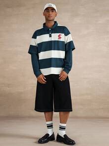 STYNVO Camisa polo casual de hombre con rayas de contraste, otoño - Multicolor - Ver 3