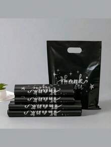 50个感谢礼品袋、婚礼派对礼品袋、生日礼品袋、珠宝化妆品包装袋、可重复使用手提袋 - 黑色謝謝 - 查看 7