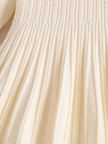 SHEIN Baby Girls Sweater Co-Ords Cute Elegant Girls' School Style Knitted Dress, 2024 Autumn/Winter New Children's Big Skirt Long Sleeve Lapel Fashionable Dress, Suitable For Daily Wear In Autumn/Winter Collared Baby Girl Dress Vintage Toddler Girl Clothes Sweet Embroidered Collar Ruffle Long Sleeve Blouse White Dress With Long Sleeves For Toddler Baby Fall Dress - Apricot - View 4