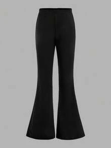 SHEIN Girlism Conjunto informal de 2 piezas para niñas preadolescentes con sudadera holgada de cuello redondo con estampado de flores de dibujos animados y pantalones acampanados para uso diario en otoño/invierno