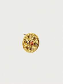 Glisma 1 对 18K 镀金几何圆形简约金属风格耳环，适合女士 - 彩色 - 查看 5