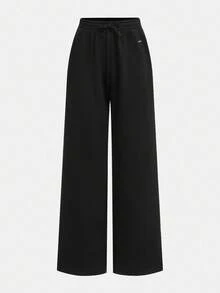 SHEIN 青少年女孩基本款保暖内衬黑色裤子 - 黑色 - 查看 6