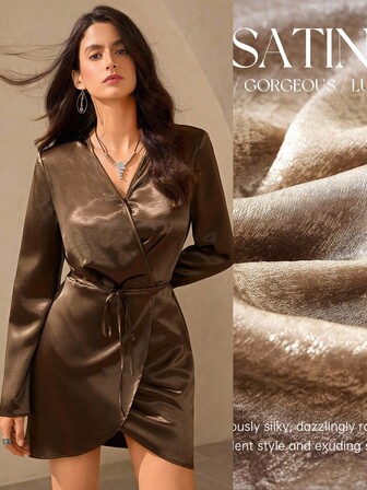 Wildy Fall Dress Winter Clothes Short Dress Elegant Dresses For Party  Wedding Guest Dress Chic Dress Brown Dress Satin Lace-Up Mini Dress Wrap Satin Dress Satin Dress For Women Brown Satin Dress Brown Mini Dress Bronze Satin Dress Satin Wrap Dress Formal Dress For Women Chic Evening Dress Formal Dress Brown Dress
Elegant Evening Dresses