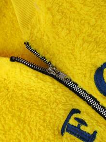 ROMWE MEN Street Life Men's Embroidered Half-Zip Pullover Sweatshirt, Suitable For Autumn/Winter - Yellow - View 6