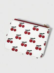 ROMWE Kawaii 樱桃印花卡包和零钱包 - 白色 - 查看 2
