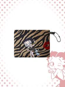Betty Boop | ROMWE 大容量可折叠手提袋带零钱袋，便携式购物袋 - 棕黑 - 查看 2