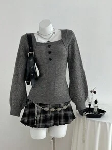 Elamini 可爱心形休闲百搭女式毛衣