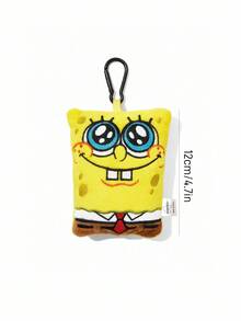 SpongeBob SquarePants | SHEIN 1pc Plush Cartoon Embroidered Bag Charm, Cute Expression, Can Be Hung On Bags, Backpacks - Yellow - View 3