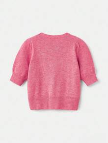 lacRébo Short Sleeve Pink Knit Top With 3D Crochet Flowers Spring Women Clothes Spring Summer Elegant Top Going Out Top - Pink - View 8
