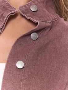 MUSERA 高领水洗超大牛仔外套 Y2K酷女孩街头风日常休闲秋冬可爱舒适春夏 - 中紫紅色 - 查看 6