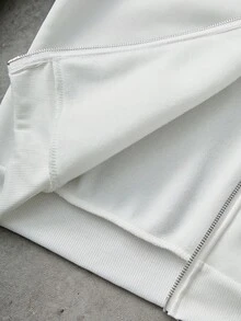 PAVTROS 男士街头风流行INS同款FREEDOM印花拉链保暖内衬卫衣，适合户外音乐节、夜店、酒吧等场合，也可作为男友/老公礼物、周年纪念礼物，白色插肩袖卫衣，秋冬季款 - 白色 - 查看 5