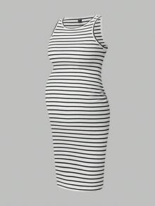 Modmama 孕妇装圆领休闲无袖连衣裙 - 藏蓝色 - 查看 9