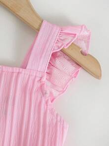 Genkimix Kids 1pc Vintage Casual Slim Fit Unique Cherry Print Jumpsuit, Suitable For Outdoor Summer And School - Pink - View 3