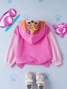 SHEIN | PAW Patrol 小女孩可爱卡通粉色小狗印花卫衣，秋冬款 - 粉色 - 查看 2