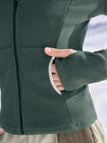 In My Nature 女式纯色长袖拉链前口袋户外羊毛夹克