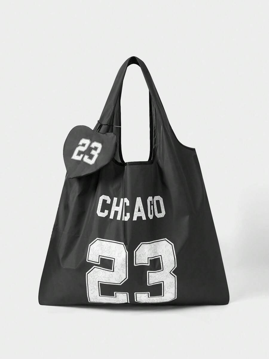 ROMWE Grunge Punk 1586325 时尚简约蕾丝数字印花图案大容量便携可折叠手提包带零钱包 - 彩色 - 查看 1