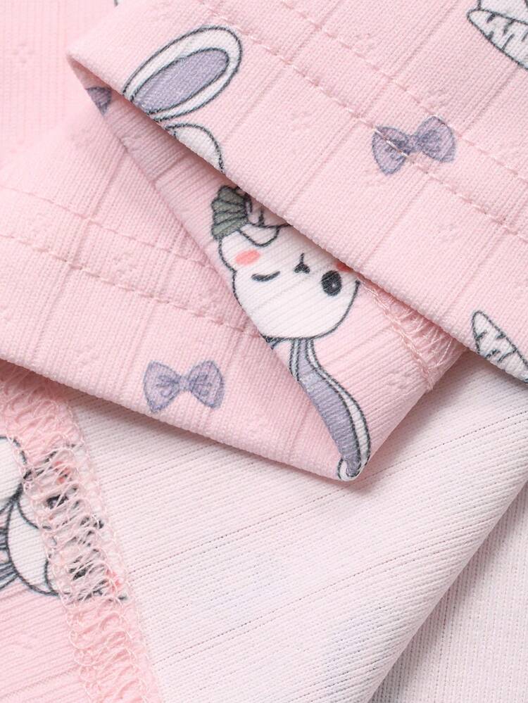 Cute Rabbit Print Peter Pan Collar Ruffle Trim Long Women Nightgown Pajama