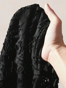 SHEIN ICON 女式性感低胸做旧面料连帽紧身迷你连衣裙 - 黑色 - 查看 8
