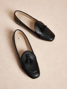 Rosivie Giày ba lê kim loại khóa chéo màu xanh satin dễ thương mới cho nữ mùa xuân, giày bệt nữ thanh lịch ngọt ngào cỡ lớn - màu đen - Xem 3