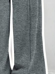 SHEIN Young Girl Loose Casual Minimalist Comfortable Crew Neck Sweatshirt And Pants Set - Grey - View 4