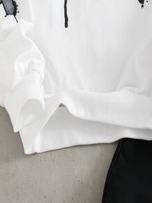 PAVTROS 2 件/套时尚白色连帽衫搭配橄榄绿色裤子，适合青少年男孩的时尚服装，连帽衫采用绿色定位印花，面料柔软舒适，适合春季/秋季，适合上学、郊游等多种场合。 - 黑色 - 查看 7