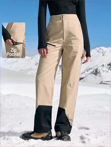 In My Nature 女士徒步裤 宽松降落伞裤 徒步裤 户外工装裤 秋冬 冬季 裤子 工装裤 保暖裤 保暖裤 卡其裤 休闲裤 日常穿搭 厚款保暖裤 - 卡其色 - 查看 1