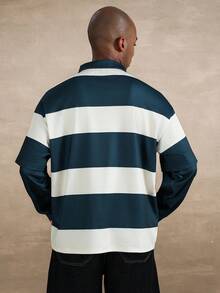 STYNVO Camisa polo casual de hombre con rayas de contraste, otoño - Multicolor - Ver 2