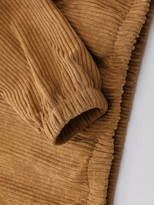 ROMWE MEN Casual 男士罗纹面料连帽卫衣，适合秋冬季 - 棕色 - 查看 7