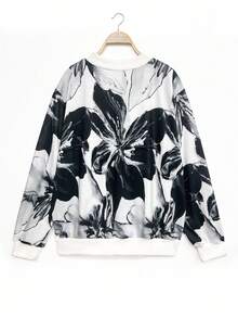 Maweii Plus Size Casual Printed Zip-Up Hoodie Jacket With Ribbing Fall Winter Cloth For Women Autumn - Multicolor - View 5