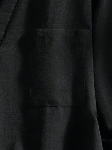 EMERY ROSE Plus Size Women Solid V-Neck Roll Sleeve Blouse,Western Wear Women - Black - View 5