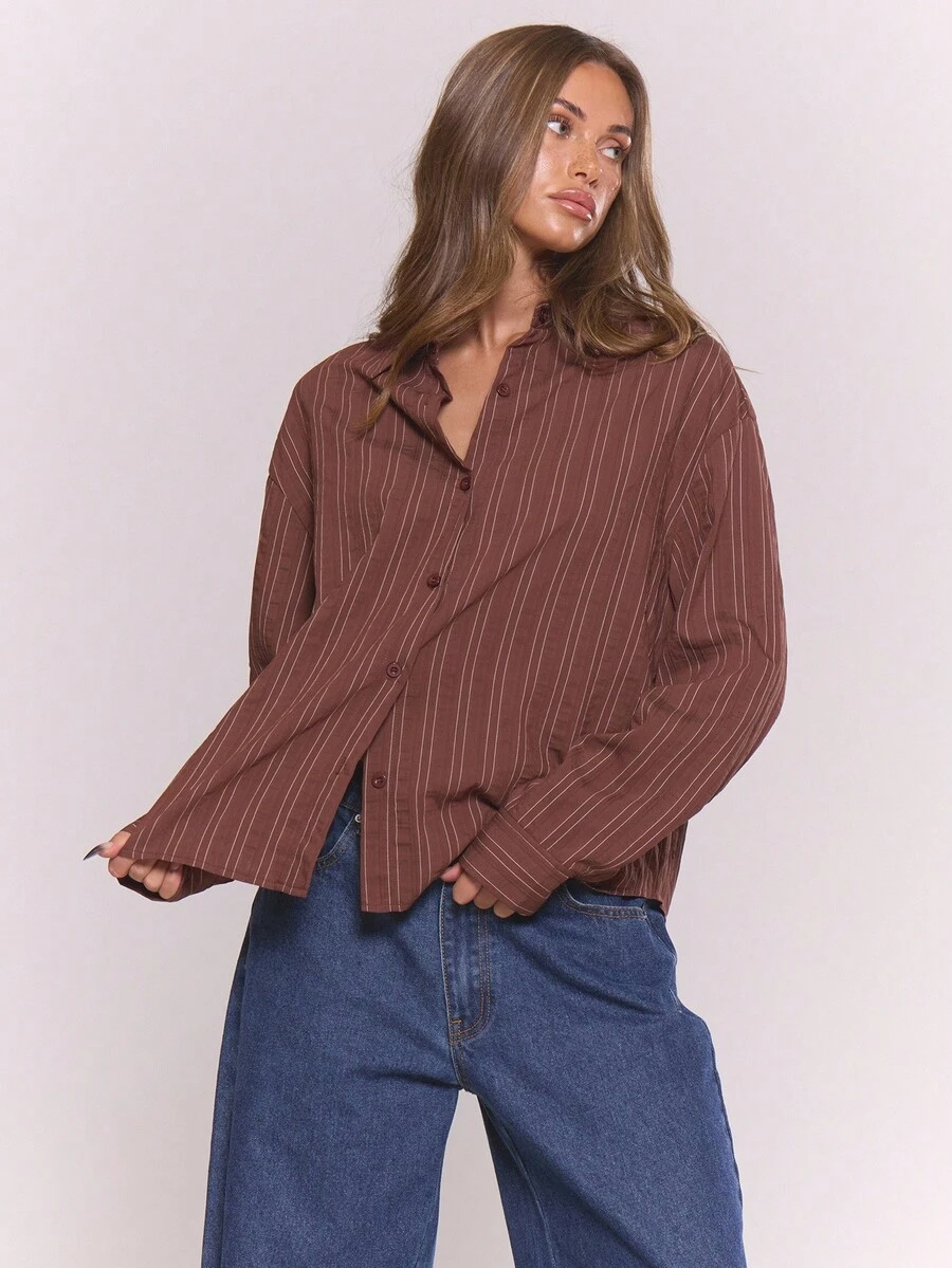 MUSERA Chemise à manches longues avec boutons à rayures, idéale pour les vacances, les festivals, décontractée mais élégante. Parfaite pour l'été, l'automne, Noël et les fêtes.