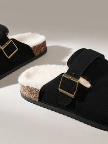 Solecia New Thick Sole Crossband Retro Buckle Women Holiday Casual Slip-On Sandals For Christmas - Black - View 5
