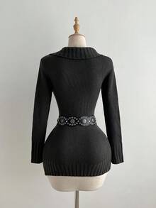 Elamini 休闲百搭扭纹针织修身迷你连衣裙