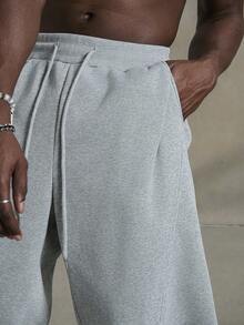 PAVTROS 男士纯色抽绳腰口袋休闲宽松运动裤，宽松灰色运动裤，适合返校季穿着