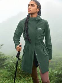 In My Nature 女式前拉链长袖口袋休闲户外连帽雨衣徒步旅行女装