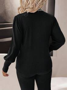 EMERY ROSE Femmes grande taille Pullover ample et décontracté à manches longues, polyvalent pour le port quotidien - Noir - Voir 2