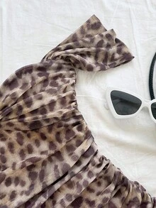 Soleia Vestido ajustado de hombros descubiertos de malla de punto para vacaciones - Marrón Chocolate - Ver 4