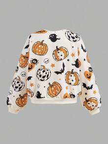 SHEIN Girlism Conjunto informal de 2 piezas para niñas preadolescentes con sudadera holgada de cuello redondo con estampado de flores de dibujos animados y pantalones acampanados para uso diario en otoño/invierno
