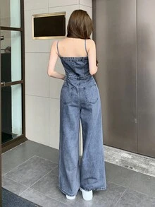 DAZY 女士牛仔工装裤和连体裤，简约时尚休闲日常服装秋冬