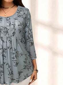 EMERY ROSE Áo kiểu tay lửng in hoa cỡ lớn dành cho nữ, thích hợp cho mùa hè. - Xám - Xem 7