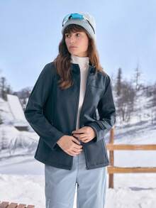 In My Nature Women's Solid Color Long Sleeve Hooded Casual Jacket With Zipper Pockets – Stylish And Versatile Outerwear - Blue - View 3